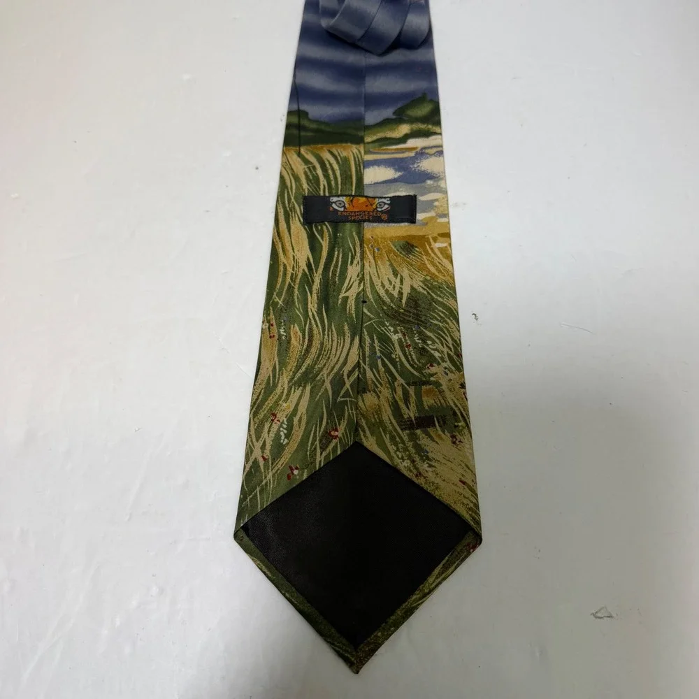 Endangered Species Mens Silk Tie Golden Retriever Dog Nature Print Made in USA